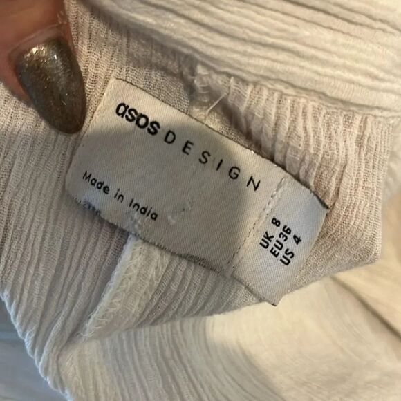 ASOS DESIGN White button through shirt romper, 4! - Picture 8 of 9